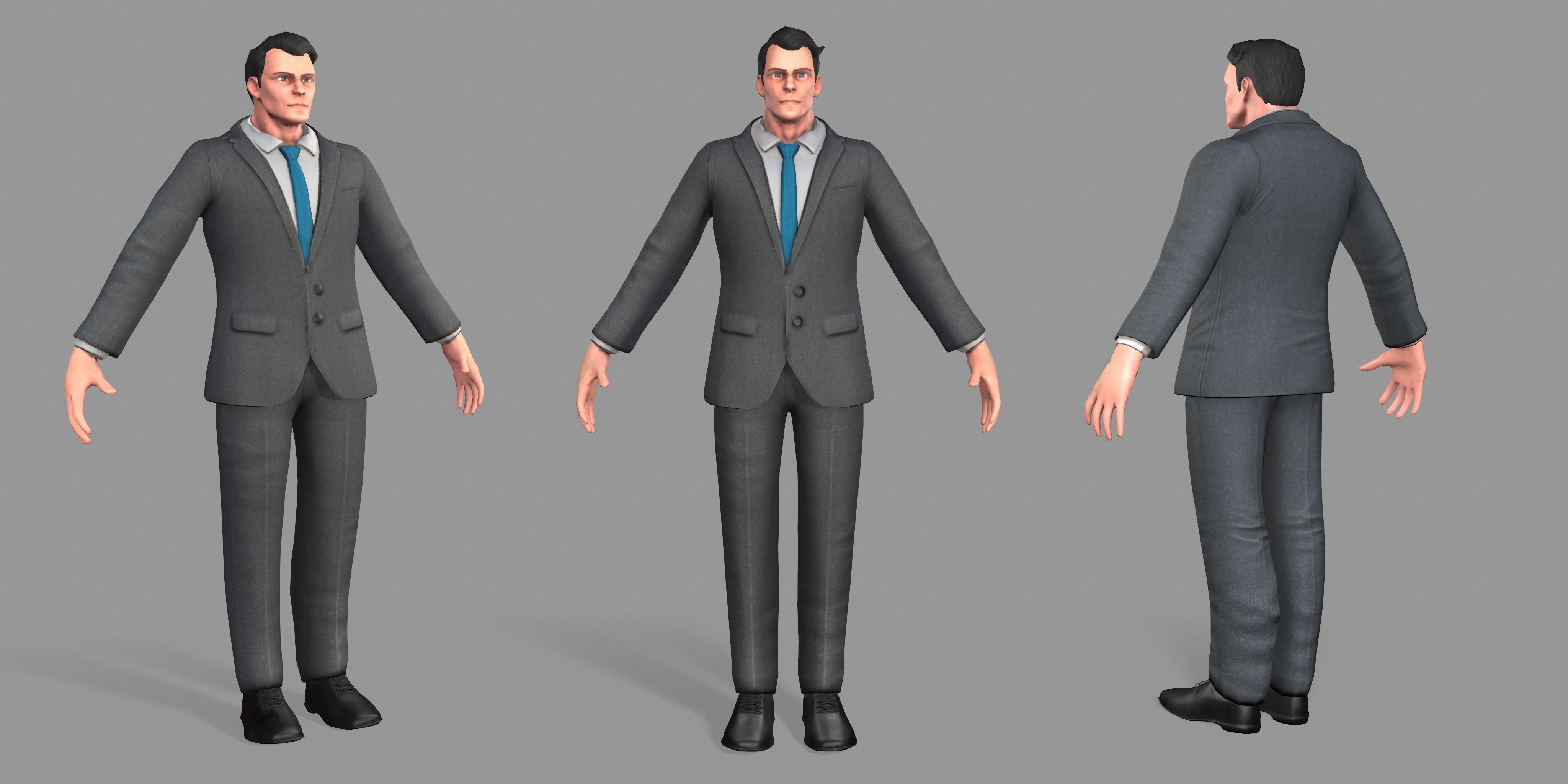 Business Suit Man Low-poly 3D model_35