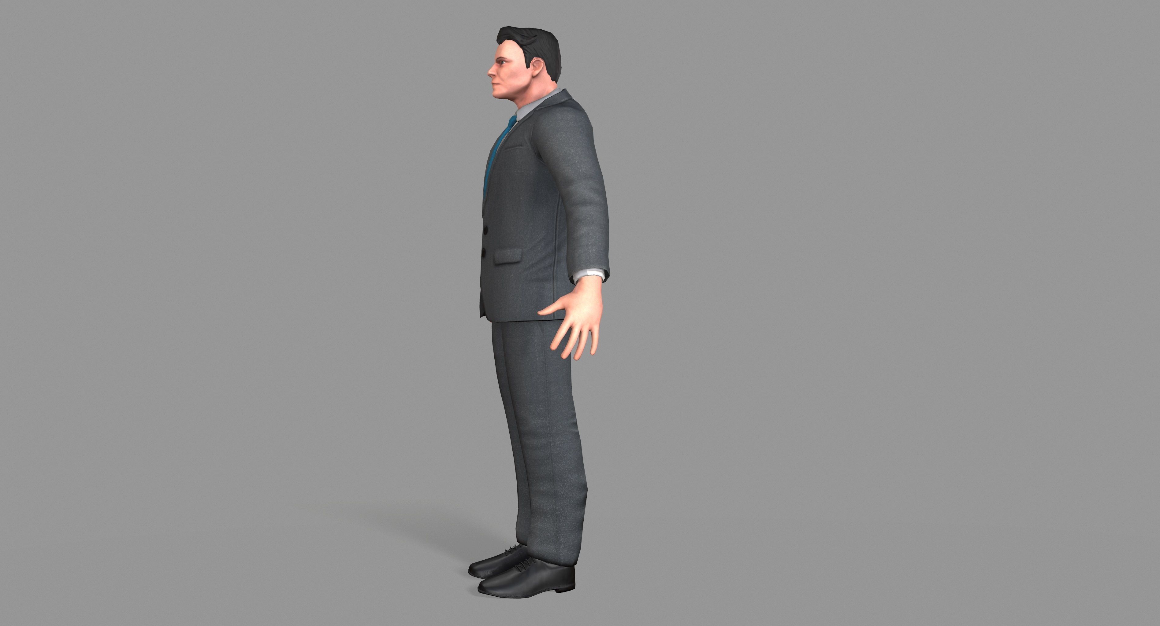 Business Suit Man Low-poly 3D model_9