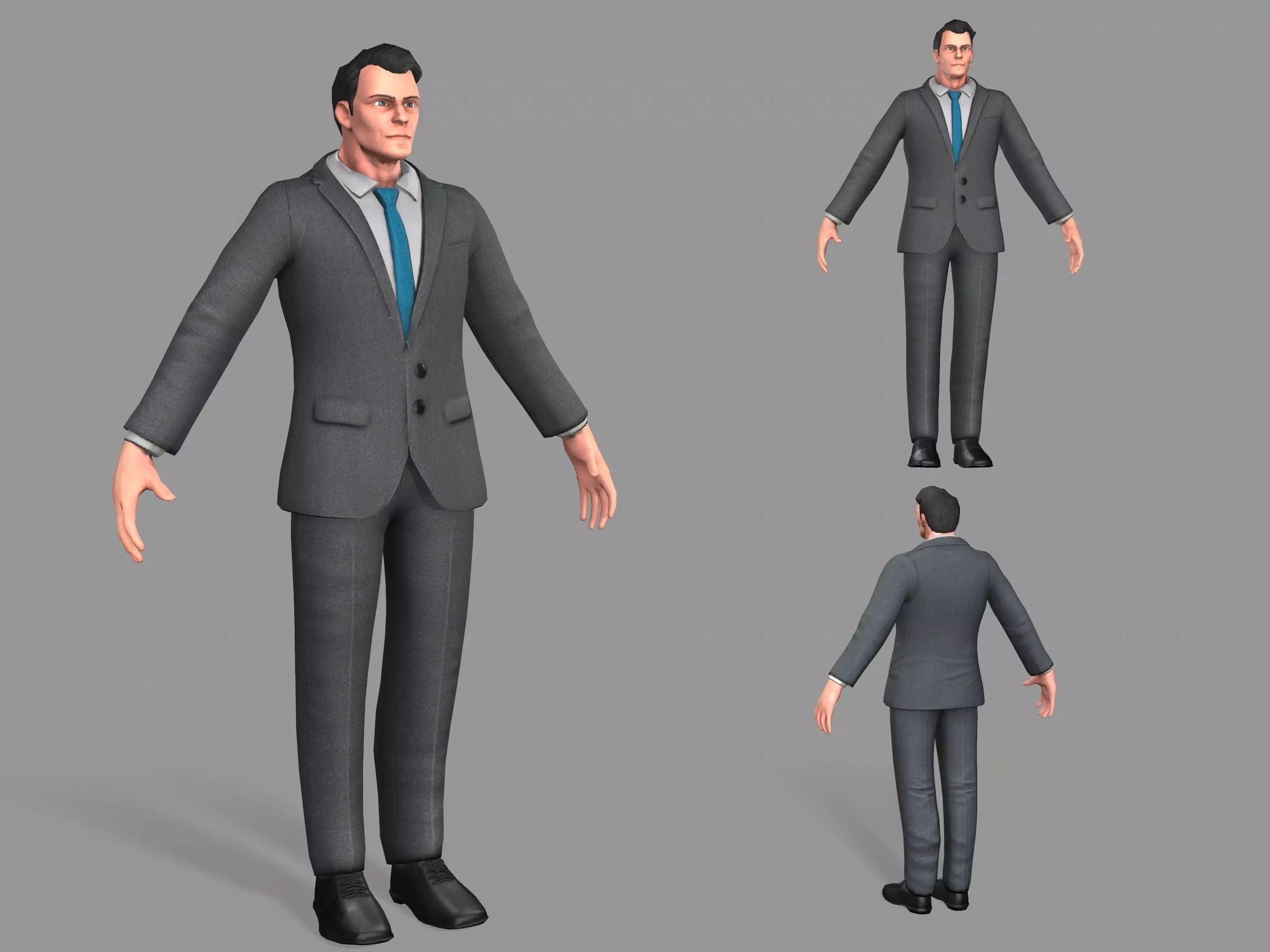 Business Suit Man Low-poly 3D model_0