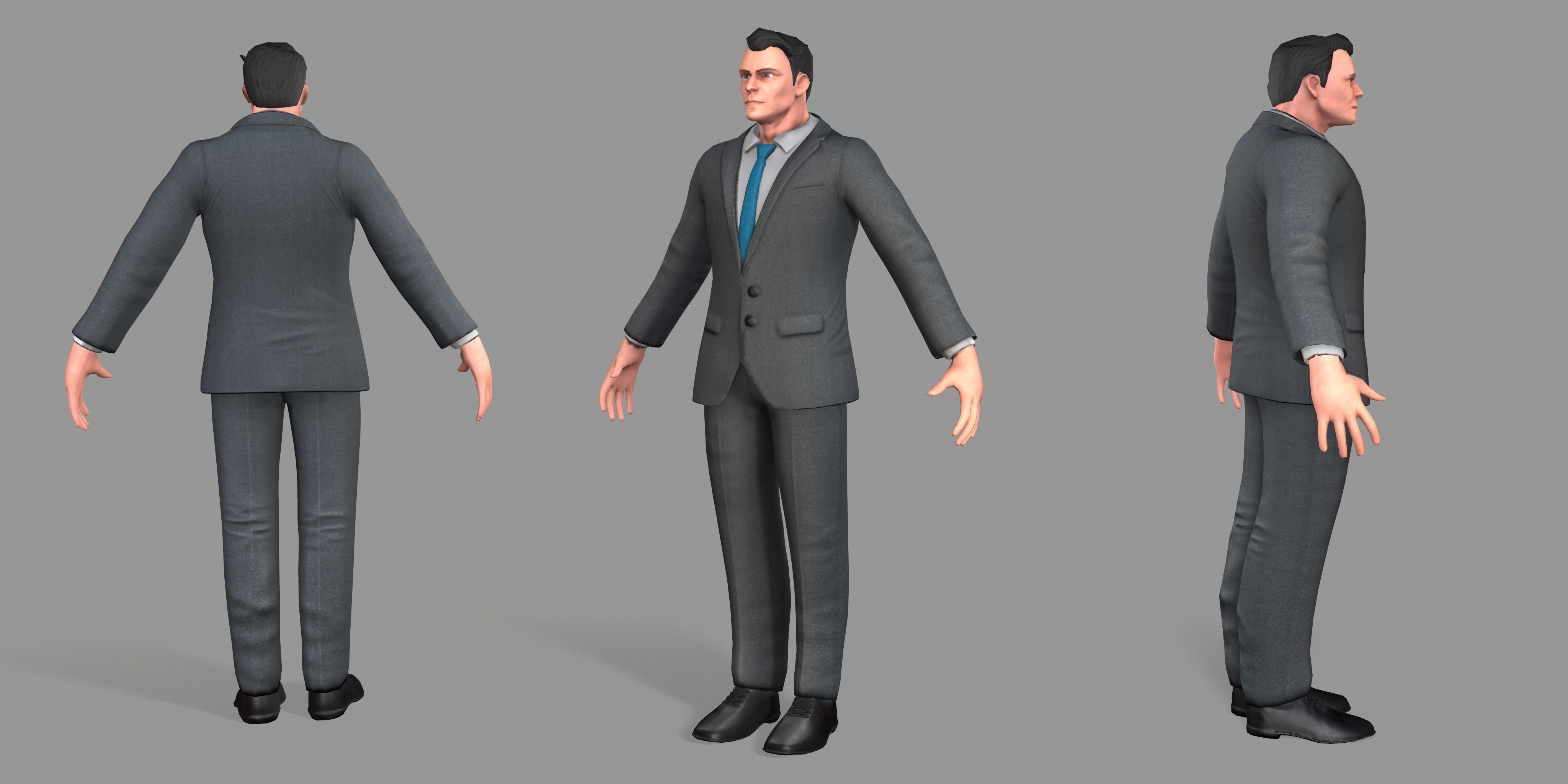 Business Suit Man Low-poly 3D model_36