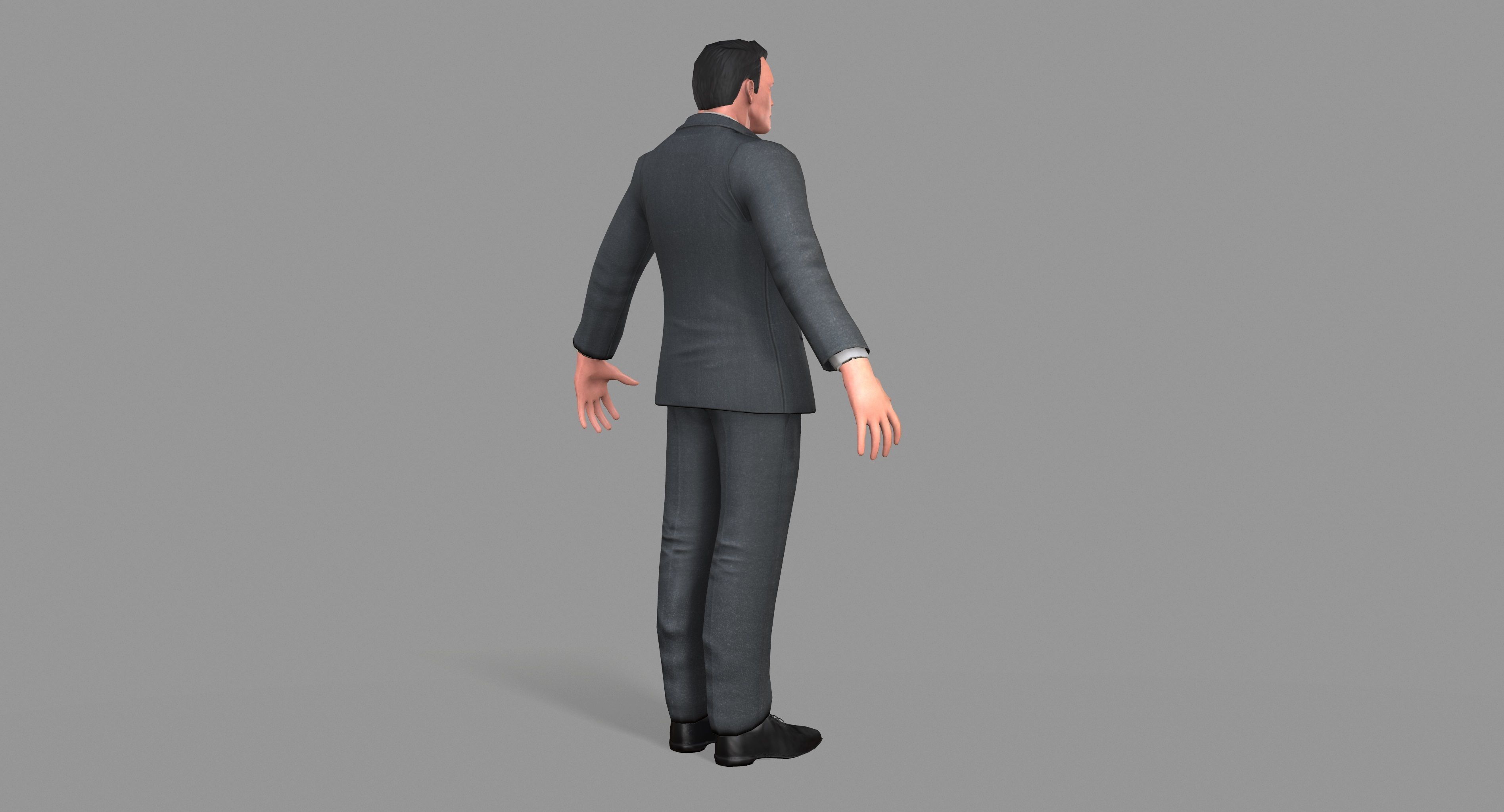 Business Suit Man Low-poly 3D model_5