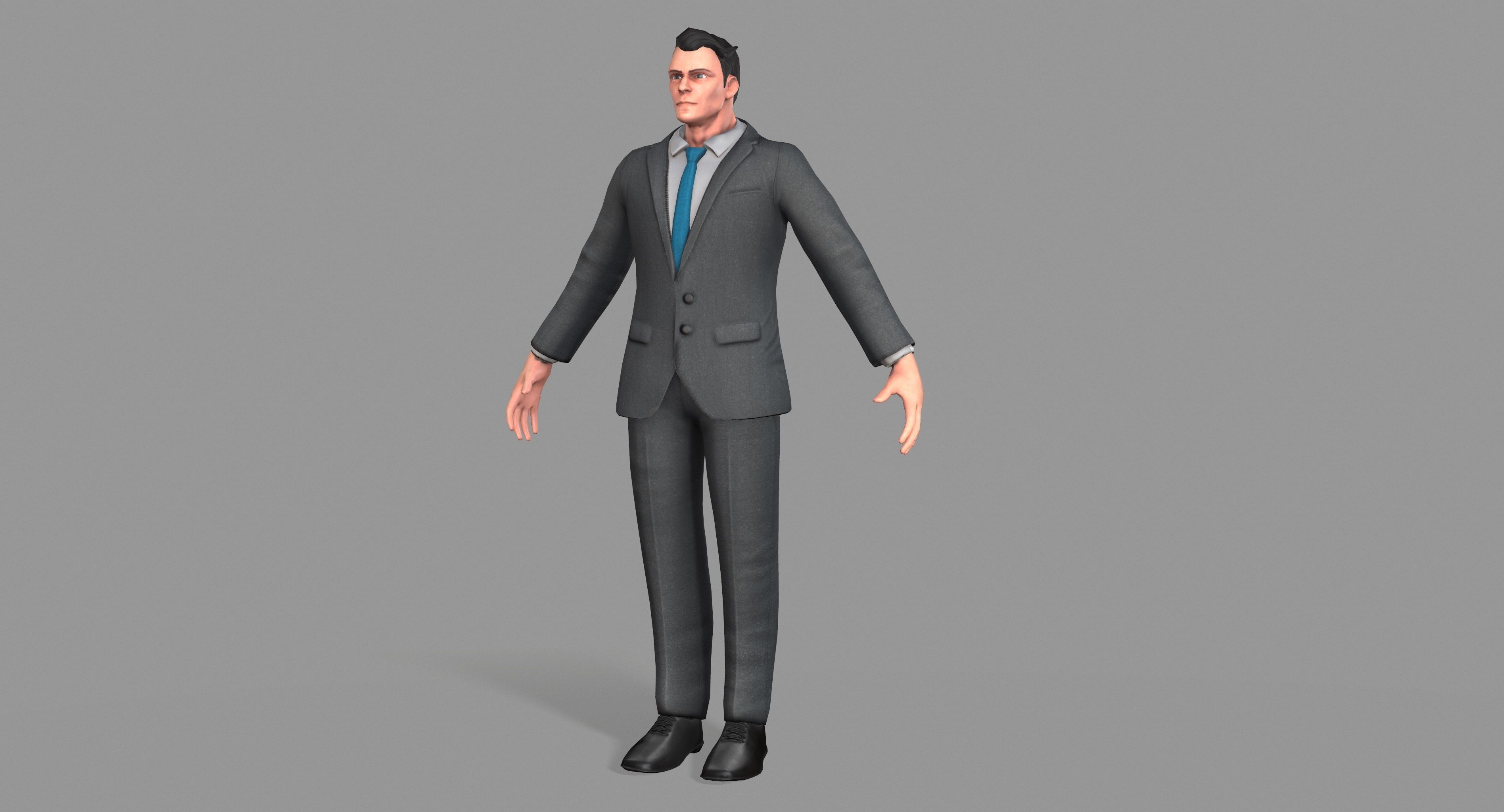 Business Suit Man Low-poly 3D model_11