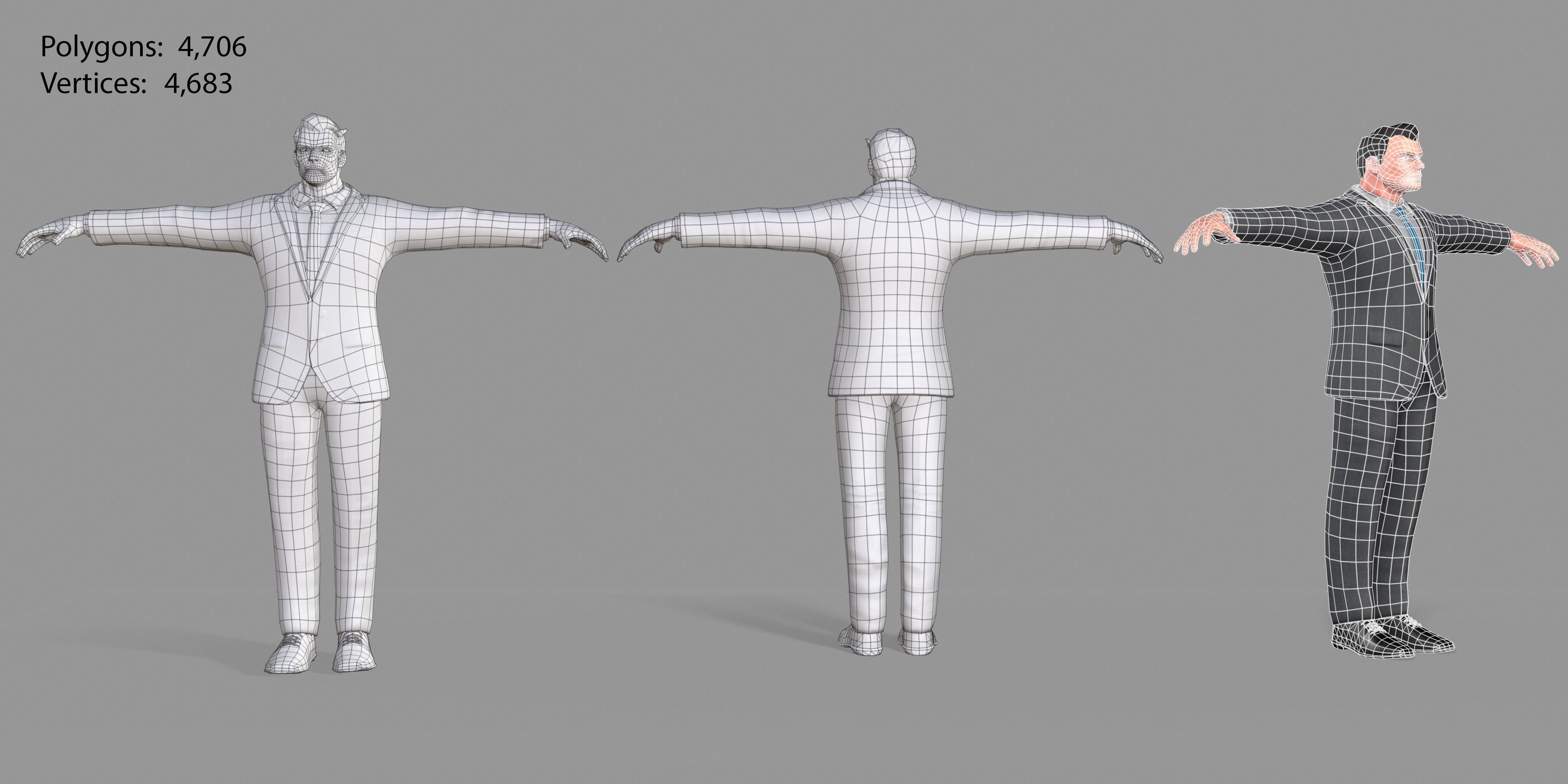 Business Suit Man Low-poly 3D model_37