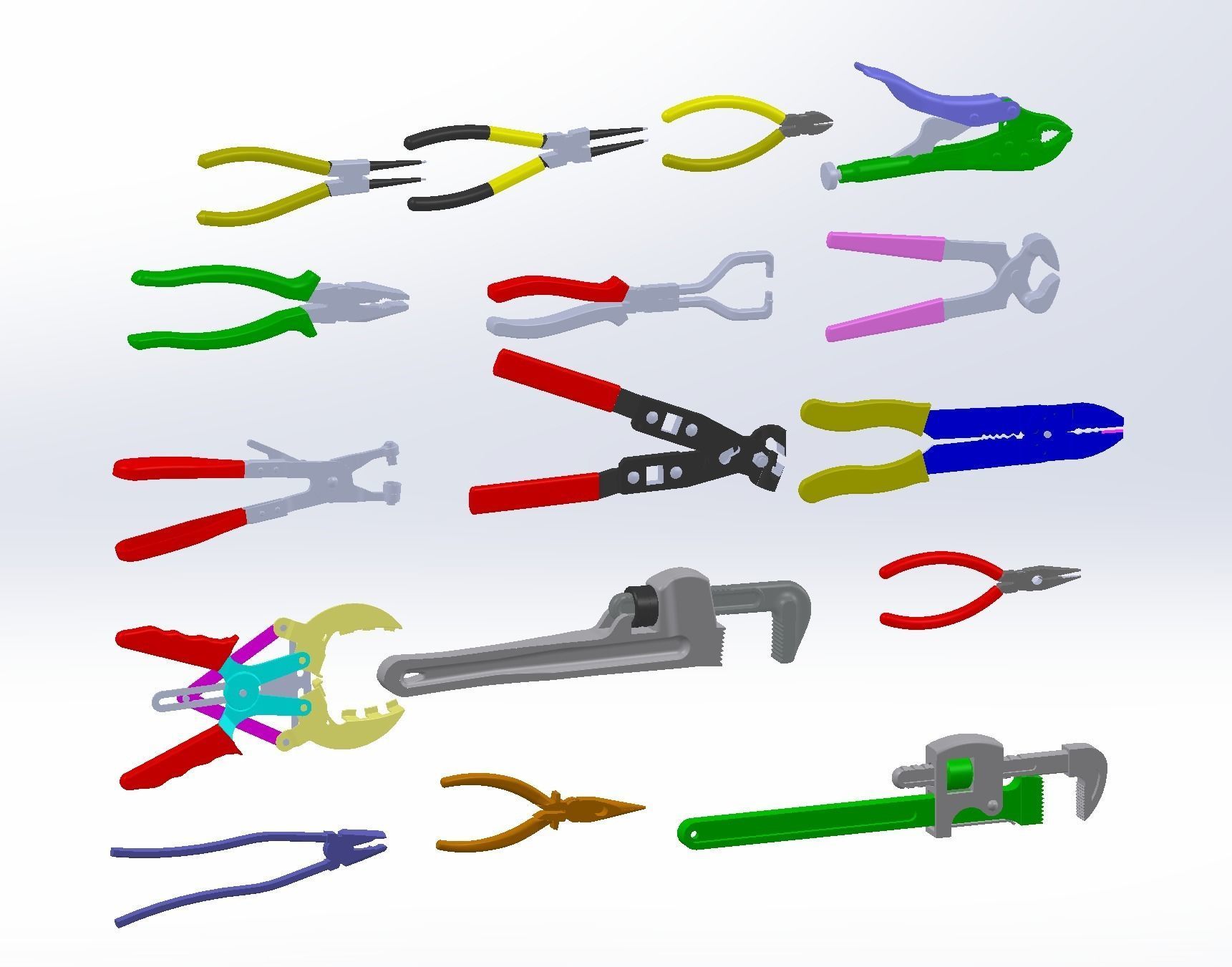 Pliers set of 3D model_11