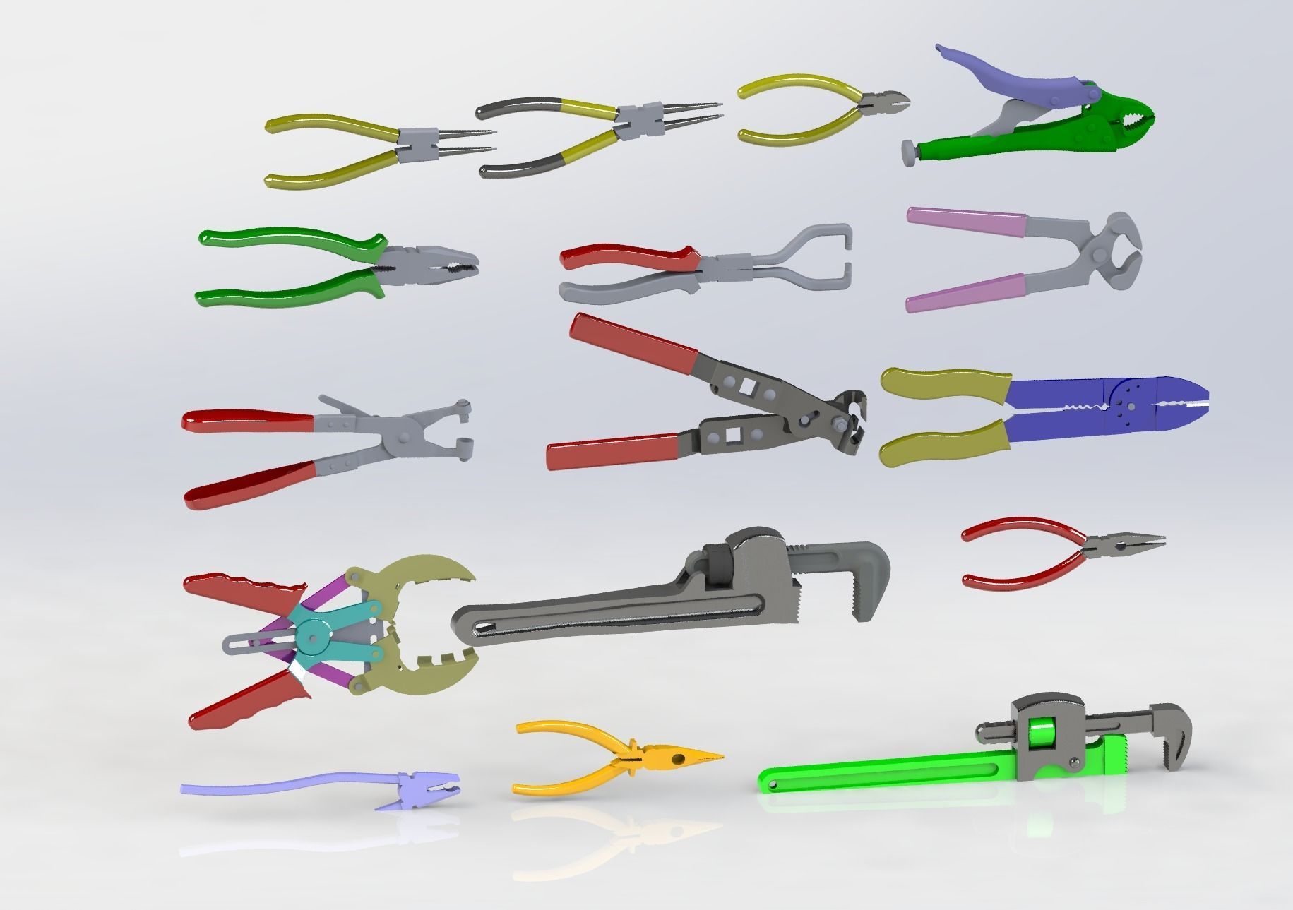 Pliers set of 3D model_10