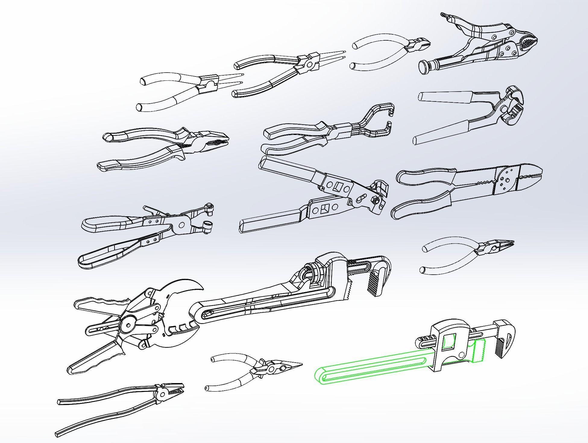 Pliers set of 3D model_14