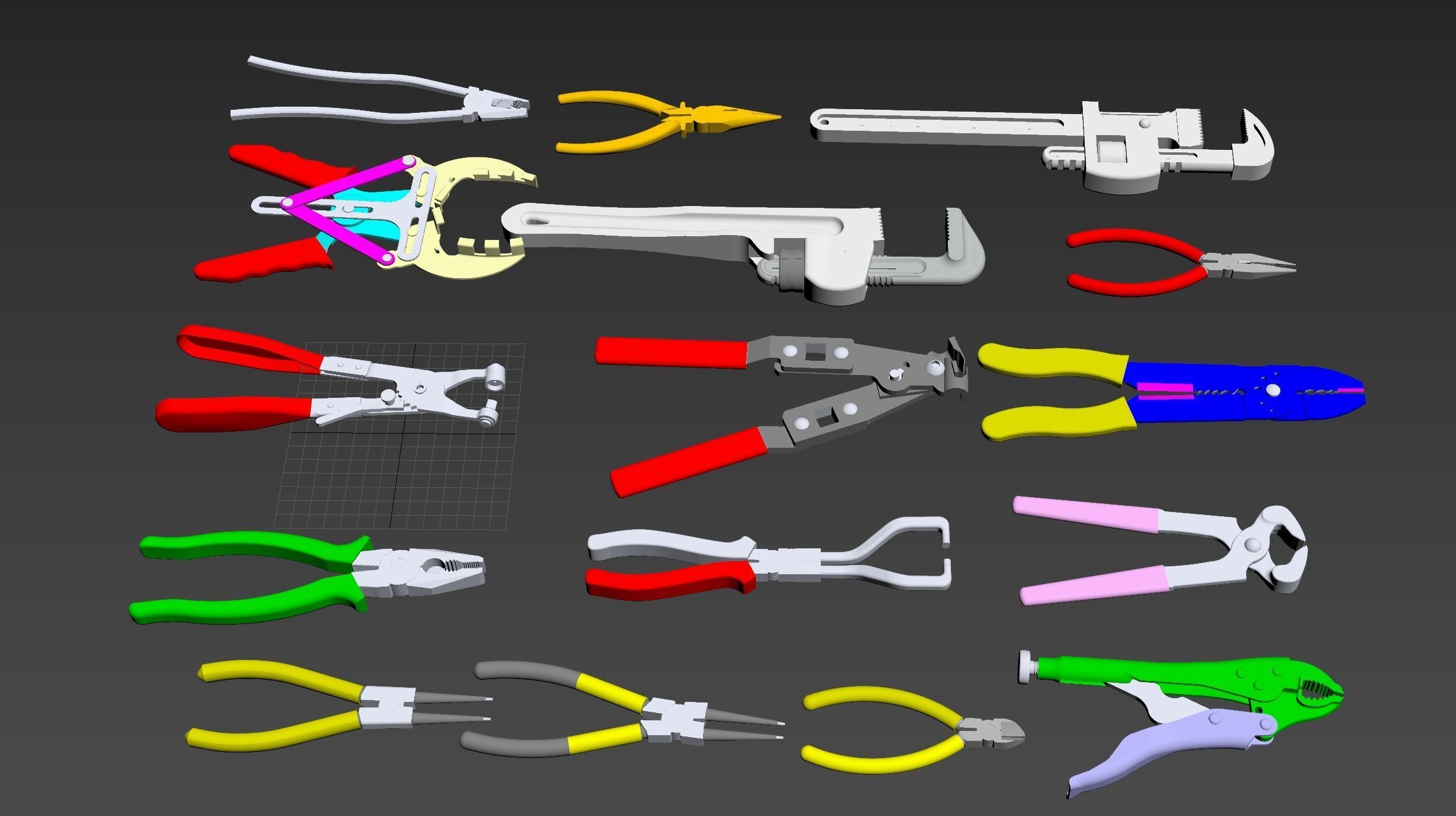 Pliers set of 3D model_1