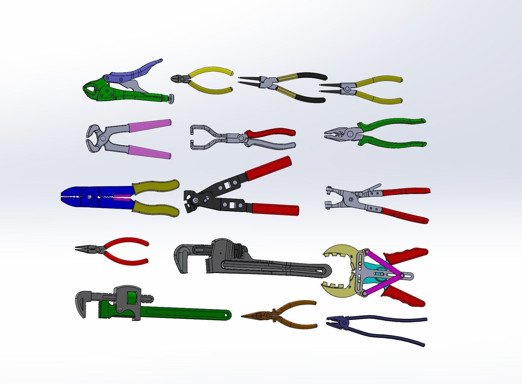 Pliers set of 3D model_3
