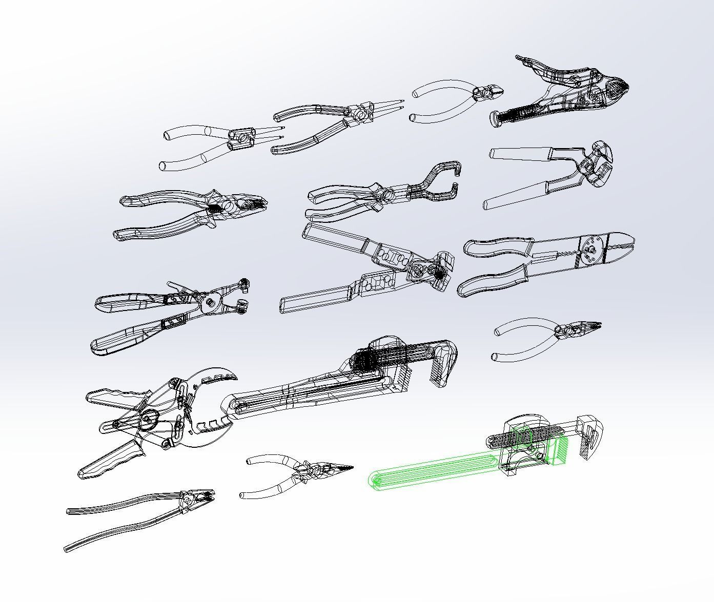 Pliers set of 3D model_13