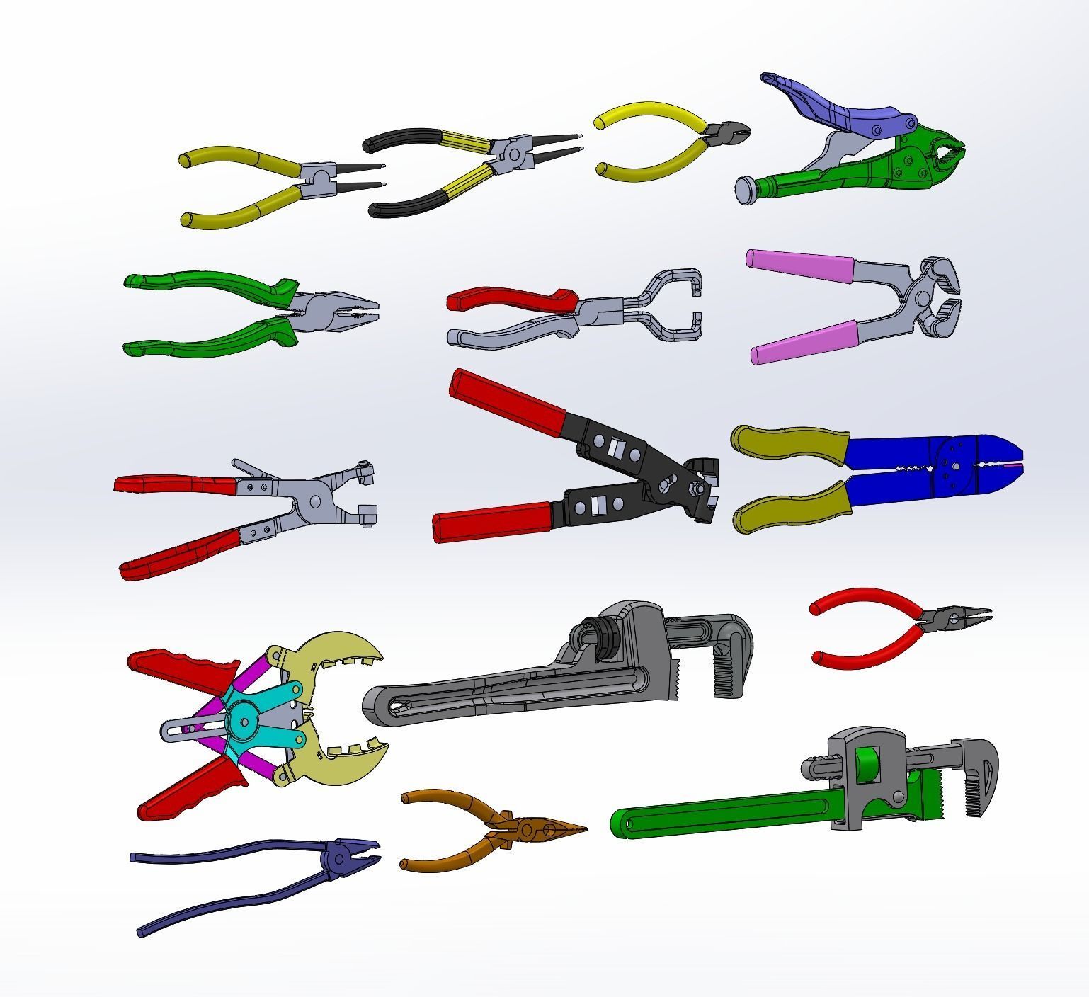 Pliers set of 3D model_4