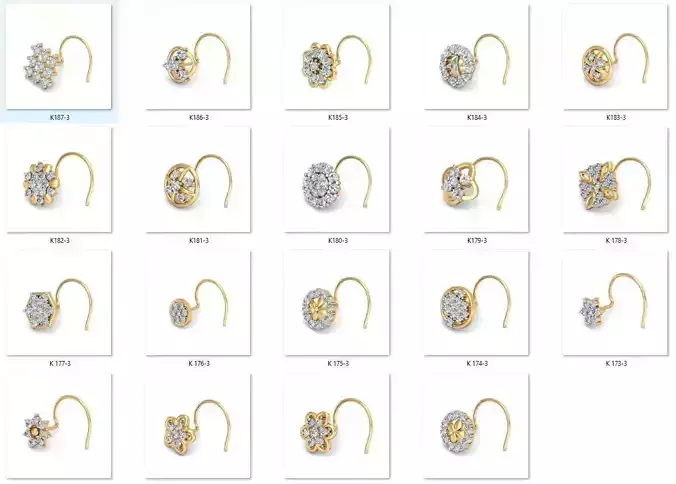 BULK-3DM-With Gems-NOSE RING 19 Files 3D print model