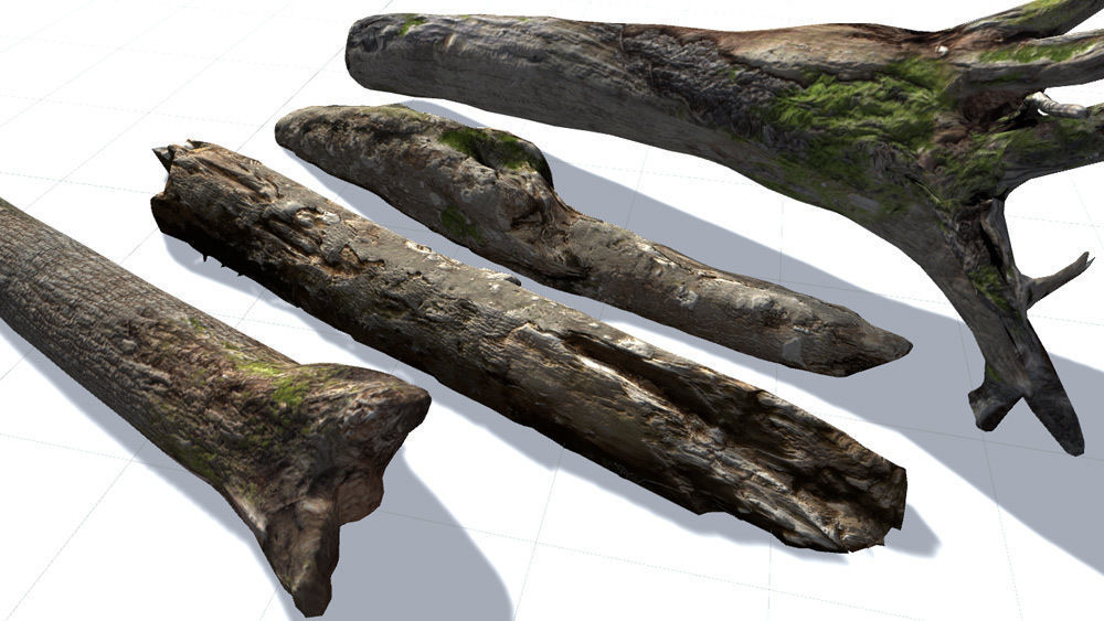 Fallen Trunks from Forest Low-poly 3D model_7