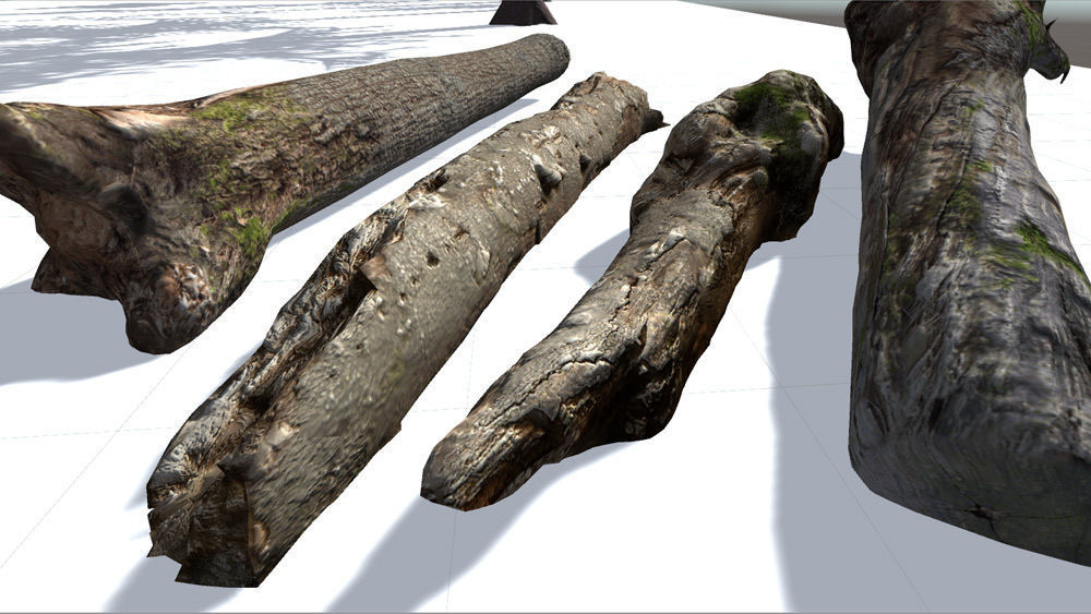 Fallen Trunks from Forest Low-poly 3D model_4
