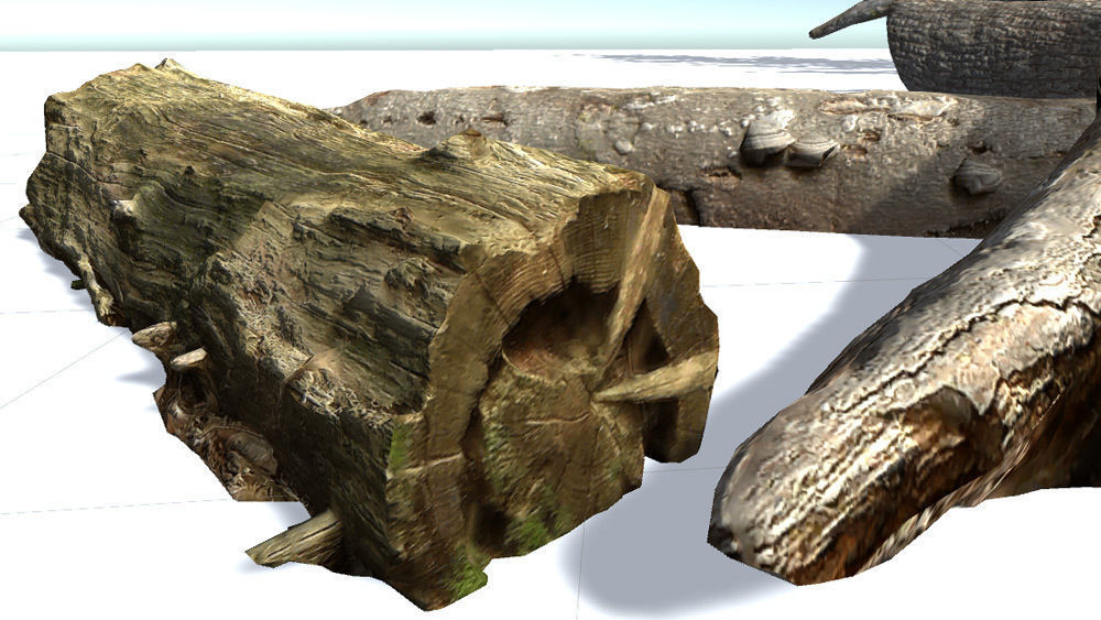 Fallen Trunks from Forest Low-poly 3D model_6