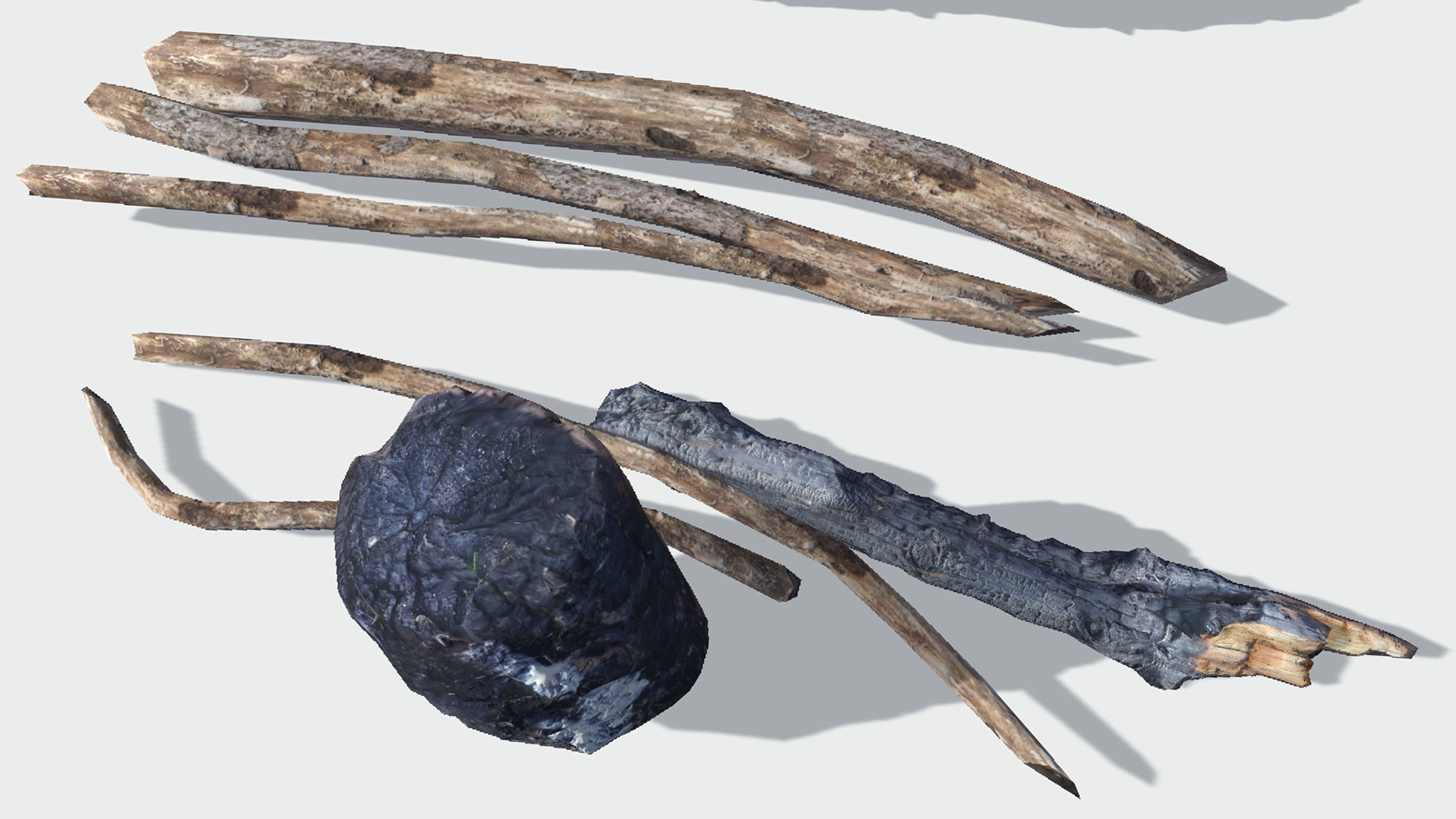 Fallen Trunks from Forest Low-poly 3D model_1