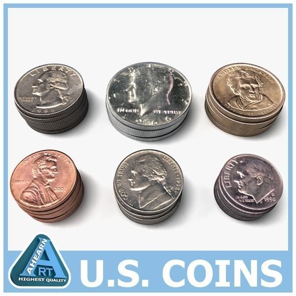 US Coin Set 3D model_1