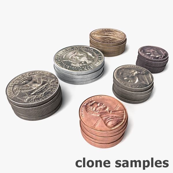 US Coin Set 3D model_4