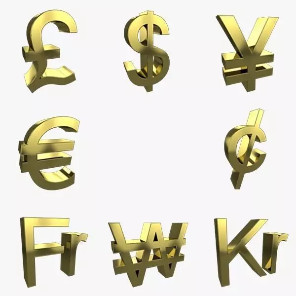 Currency Symbols 3D model_0