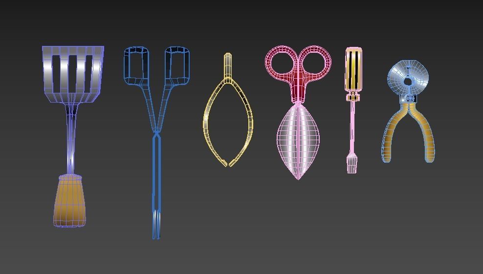 Cartoon mix tools 3D model_4