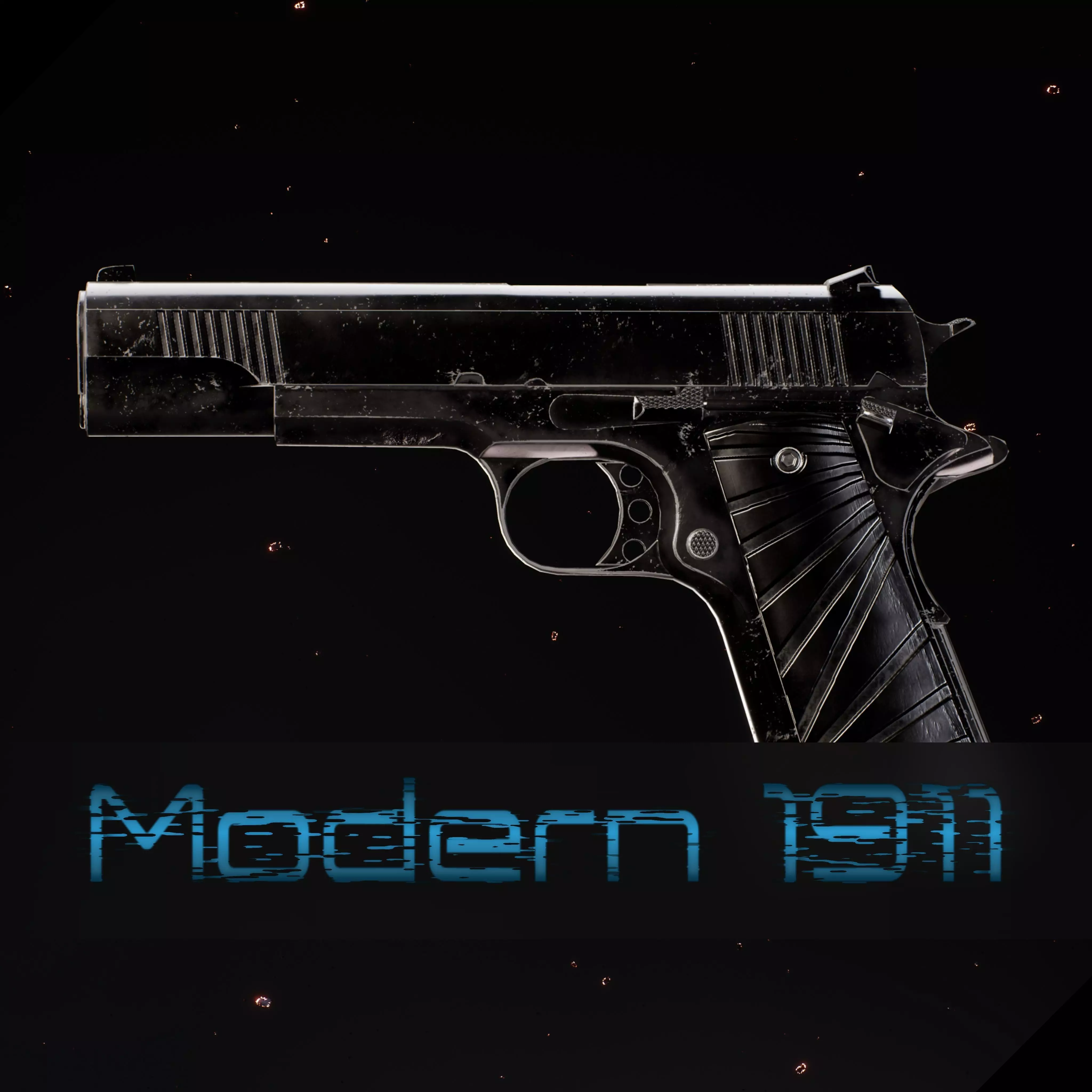 Modern 1911 Low-poly 3D model_0