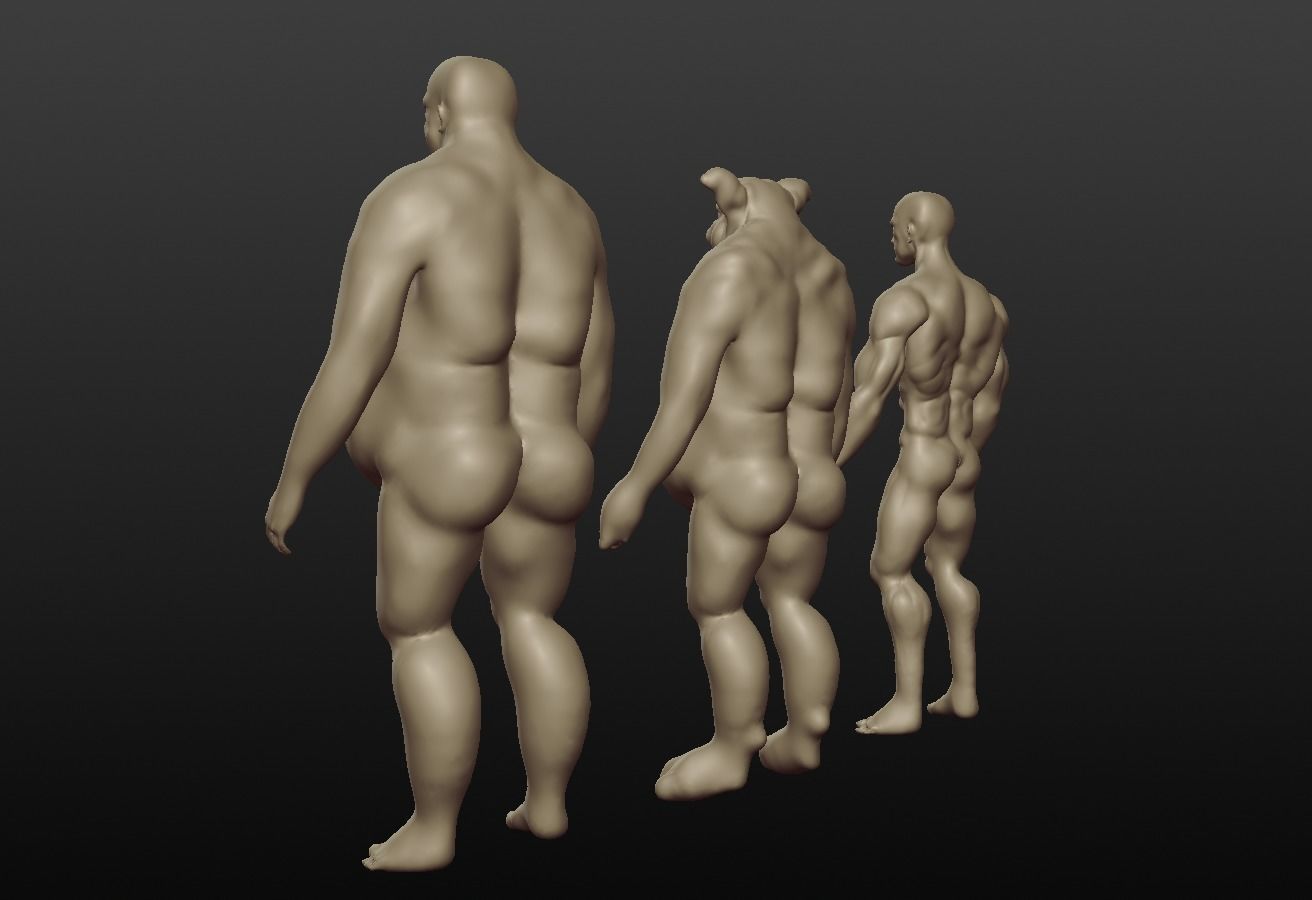 man collection high poly body of and woman 3D model_6