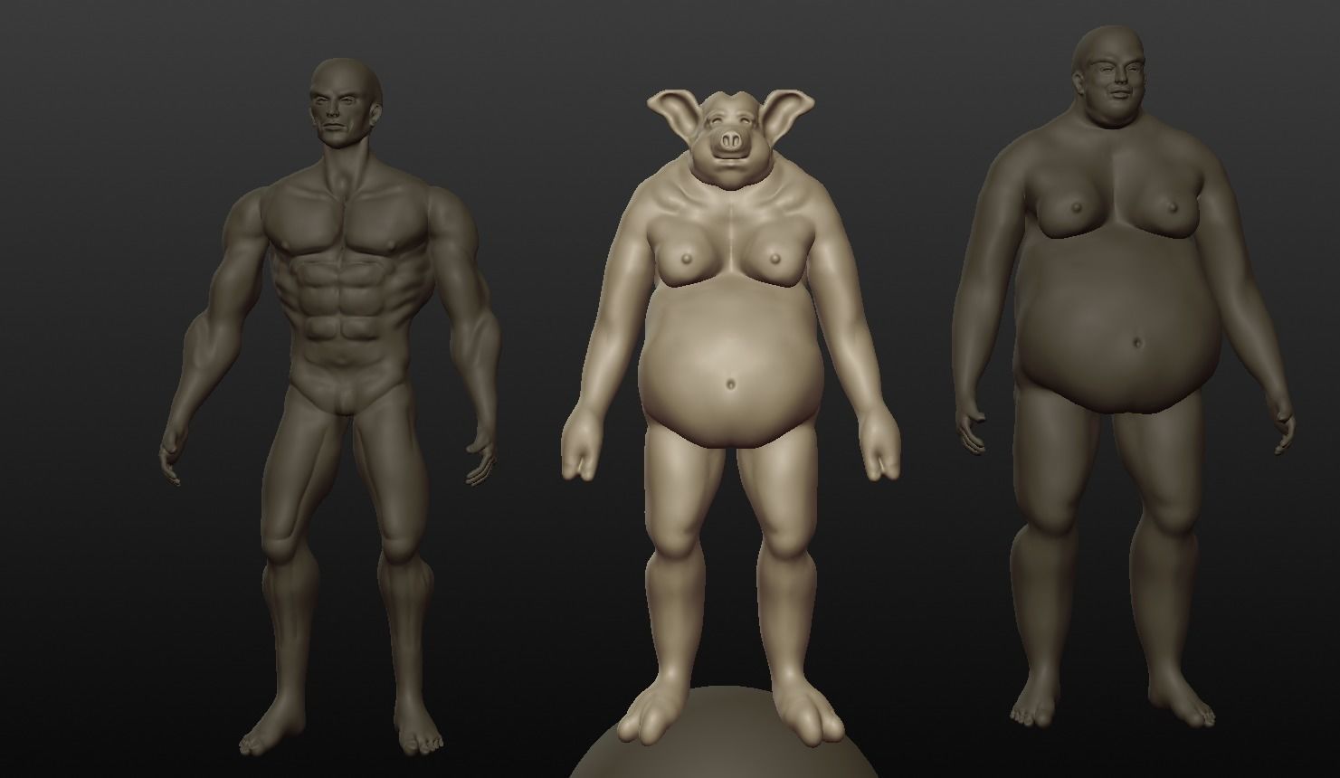 man collection high poly body of and woman 3D model_3