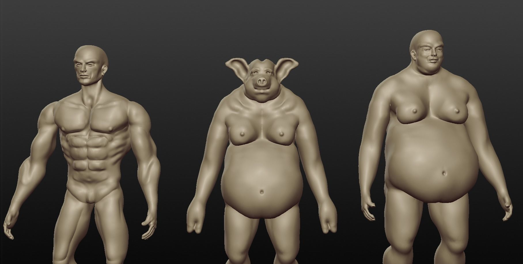 man collection high poly body of and woman 3D model_10