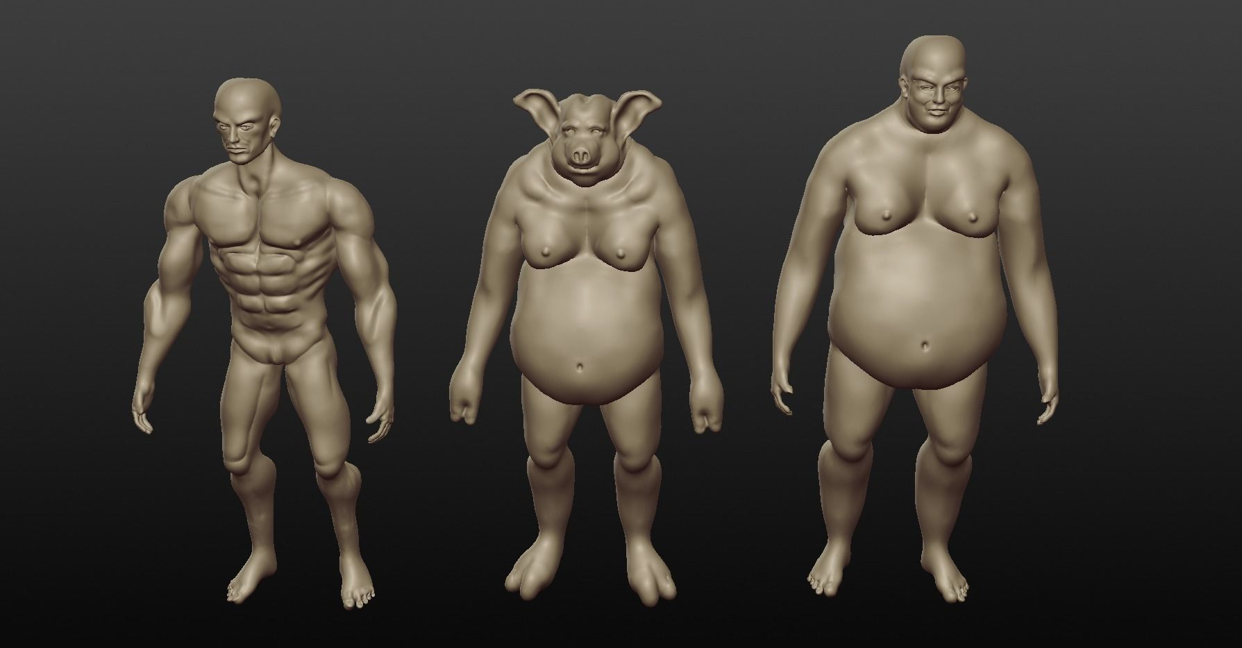 man collection high poly body of and woman 3D model_8