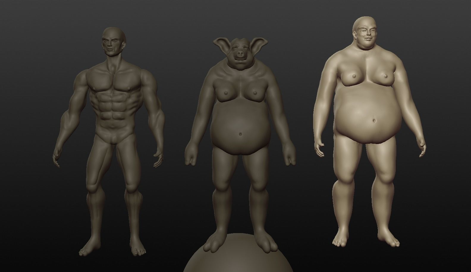 man collection high poly body of and woman 3D model_5