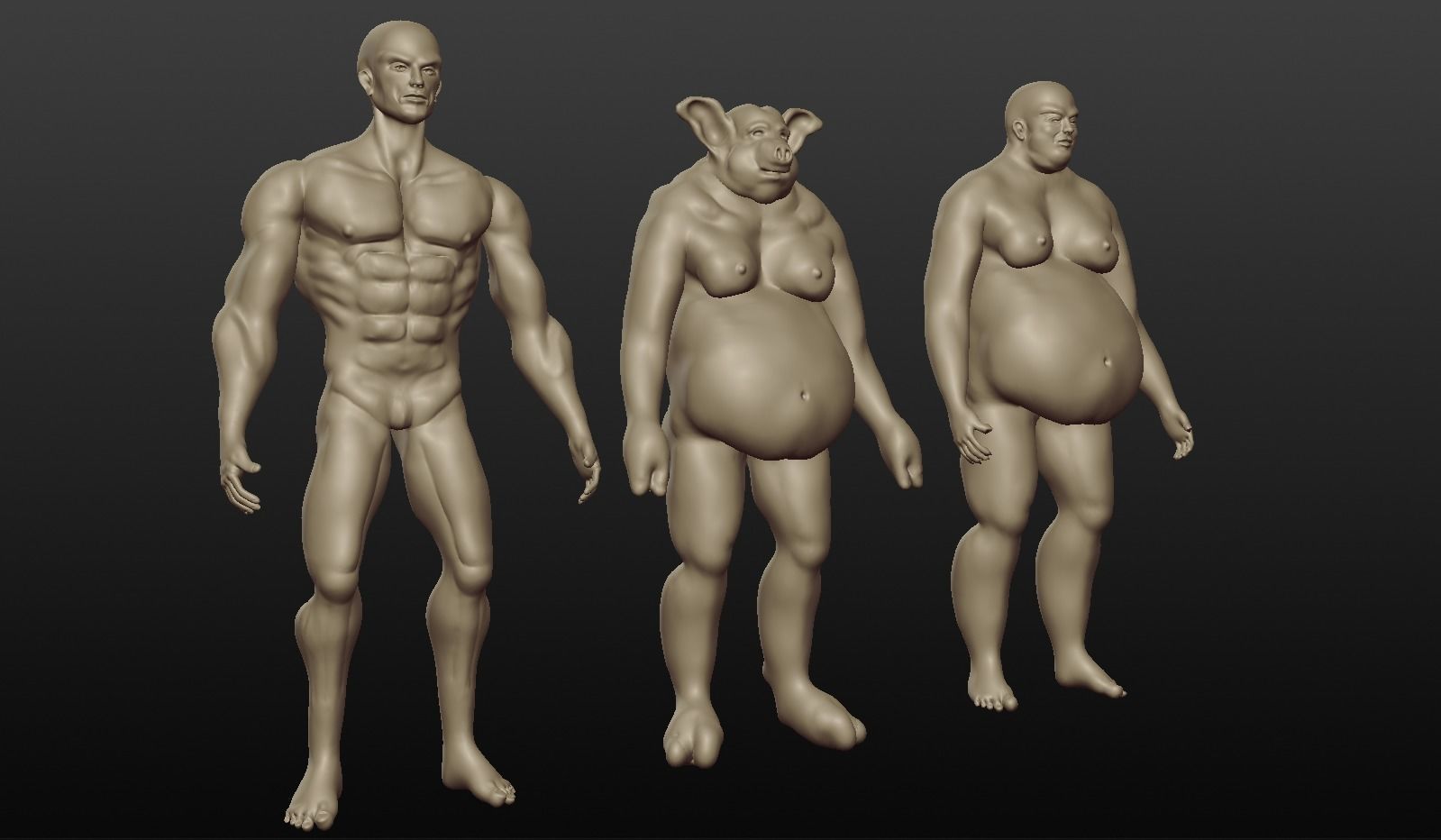 man collection high poly body of and woman 3D model_9