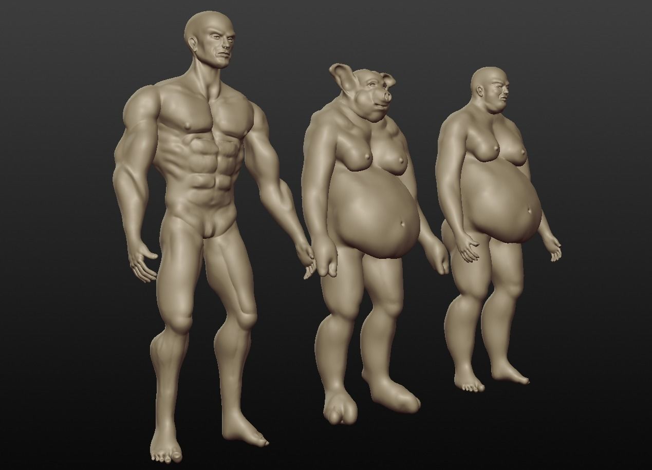 man collection high poly body of and woman 3D model_2