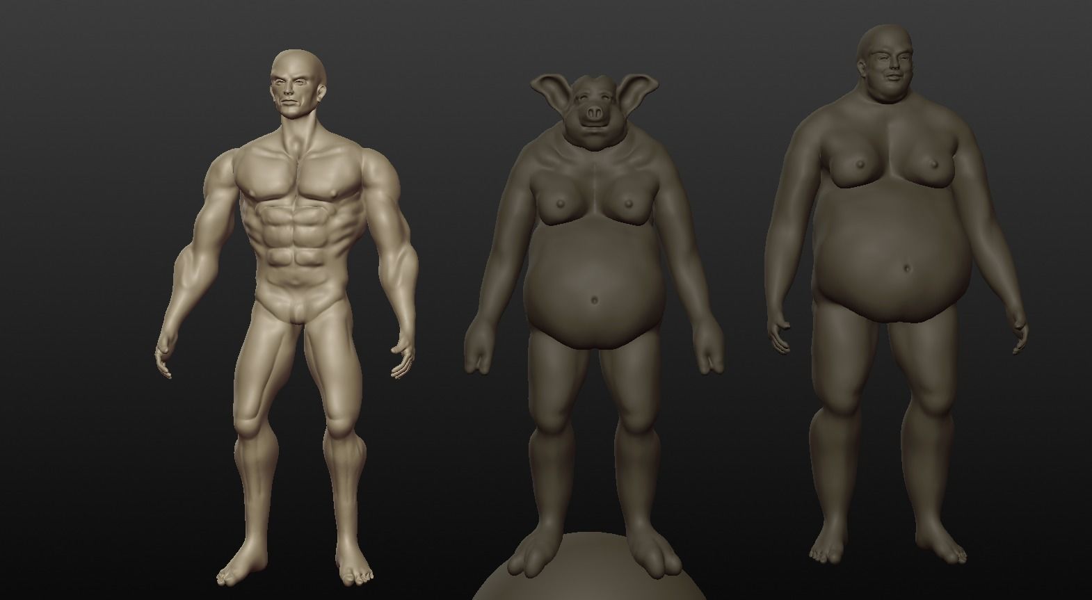 man collection high poly body of and woman 3D model_1