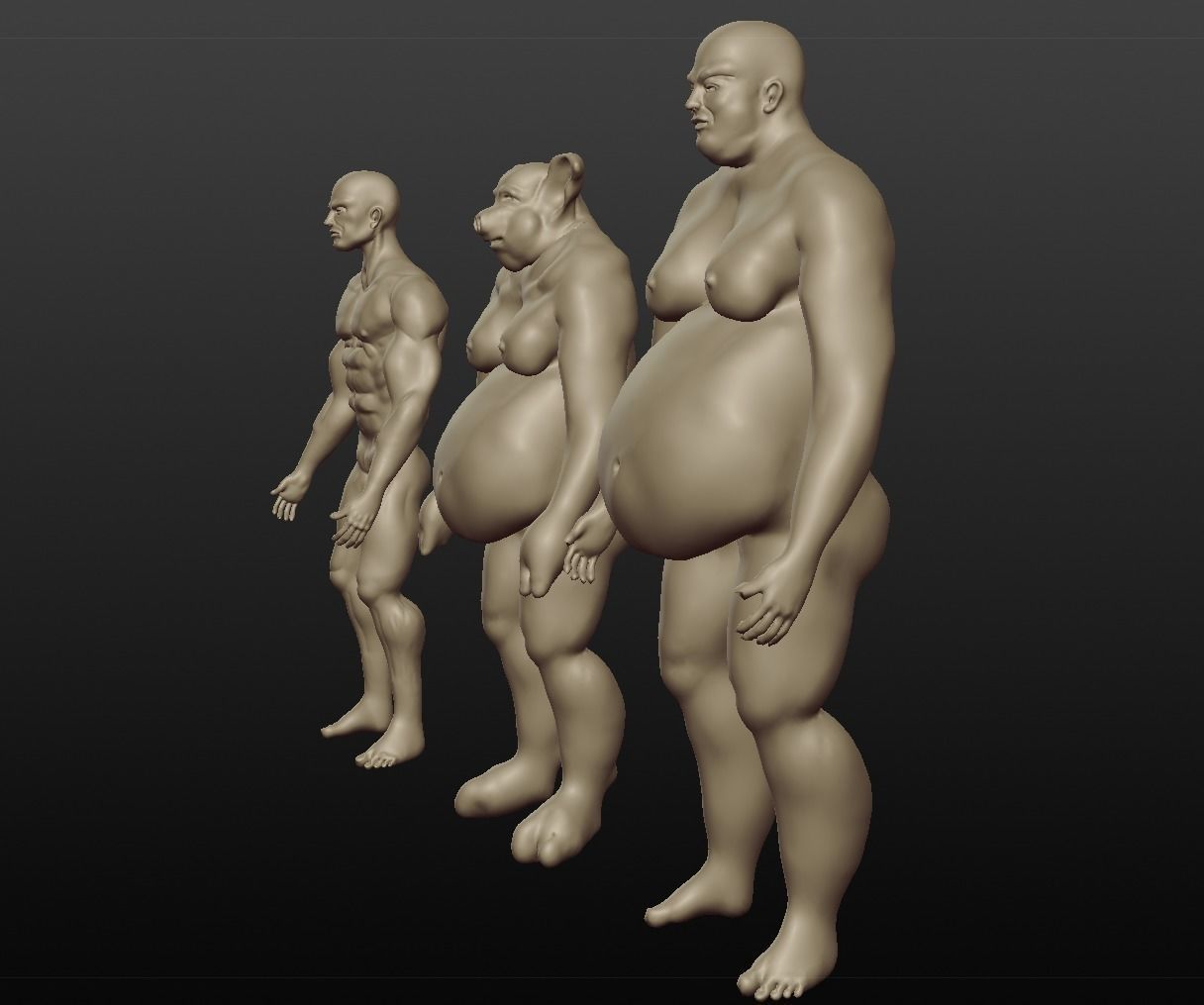 man collection high poly body of and woman 3D model_4