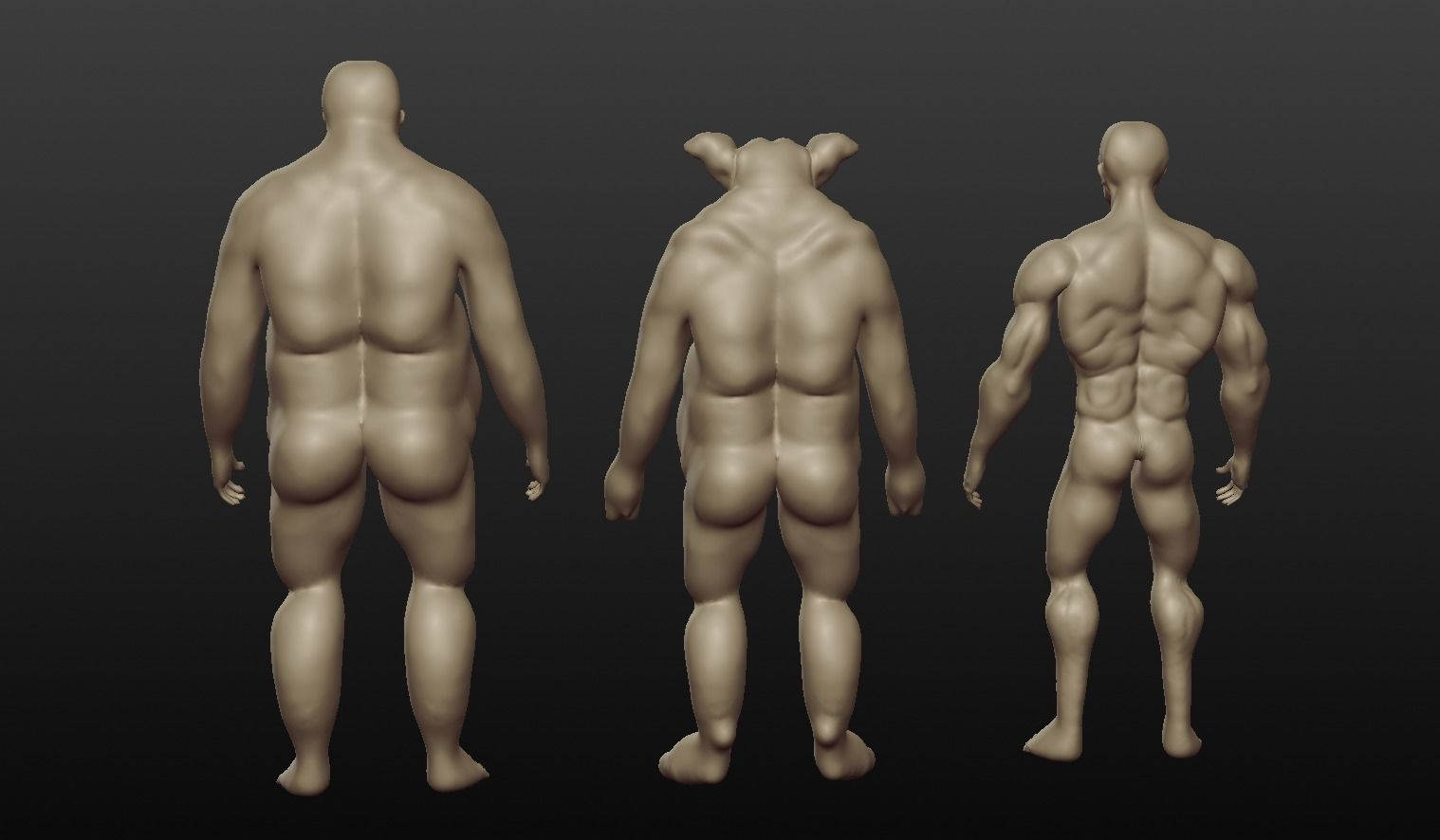 man collection high poly body of and woman 3D model_7
