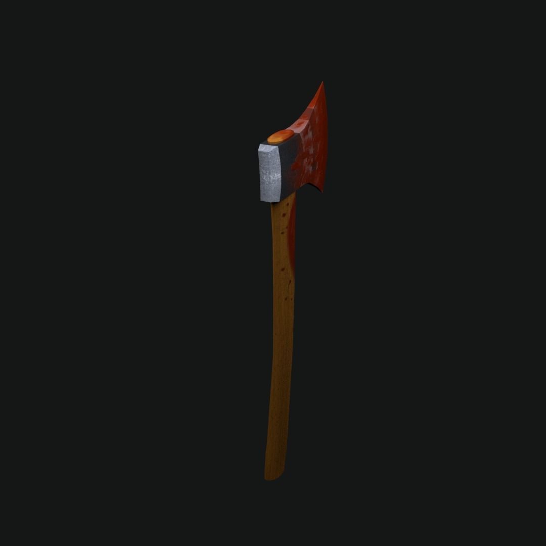Low Poly Bloody Axe Low-poly 3D model_5