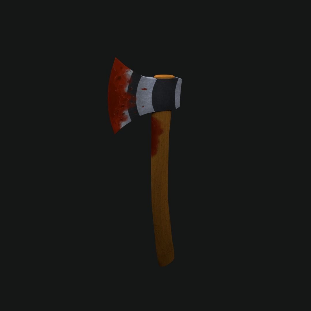 Low Poly Bloody Axe Low-poly 3D model_3