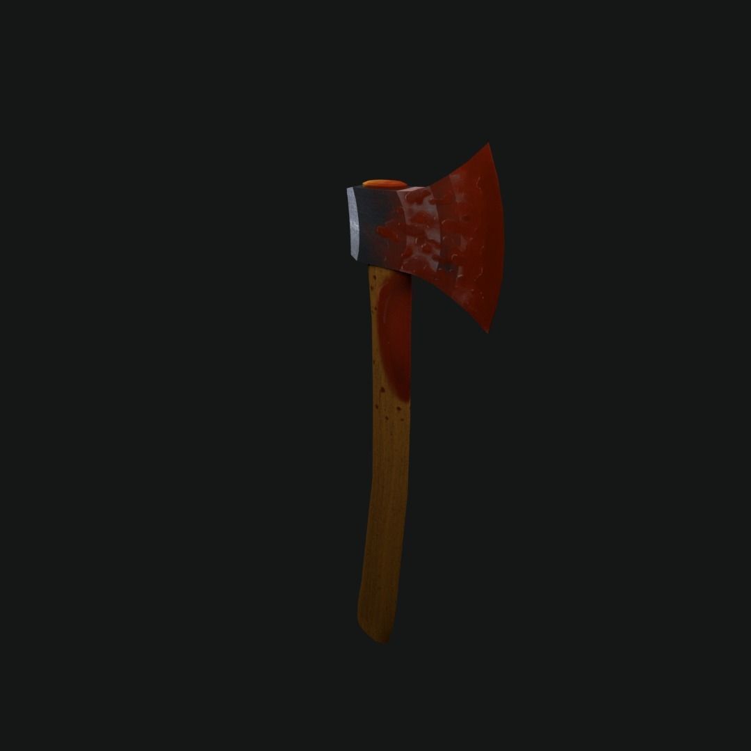 Low Poly Bloody Axe Low-poly 3D model_4