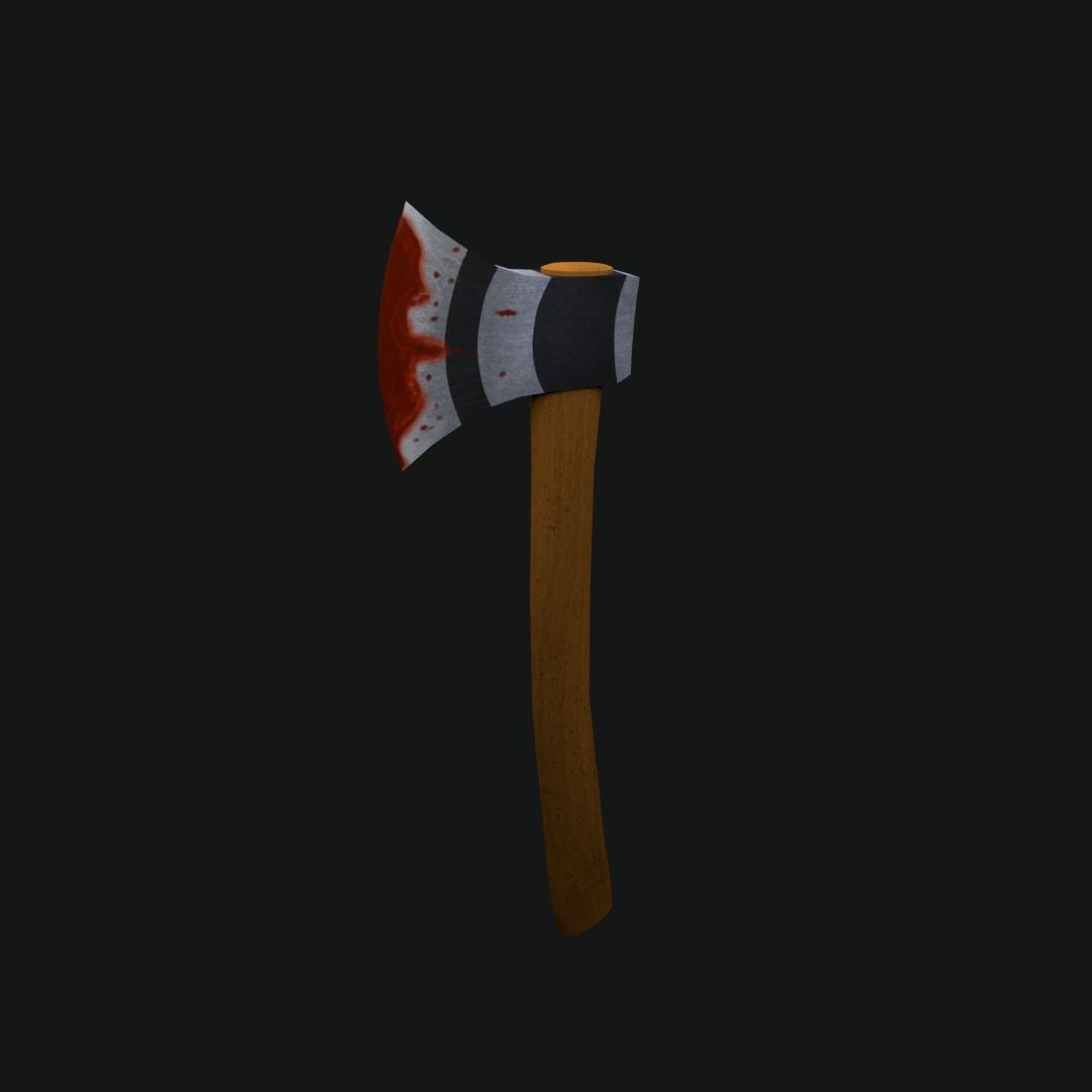 Low Poly Bloody Axe Low-poly 3D model_2