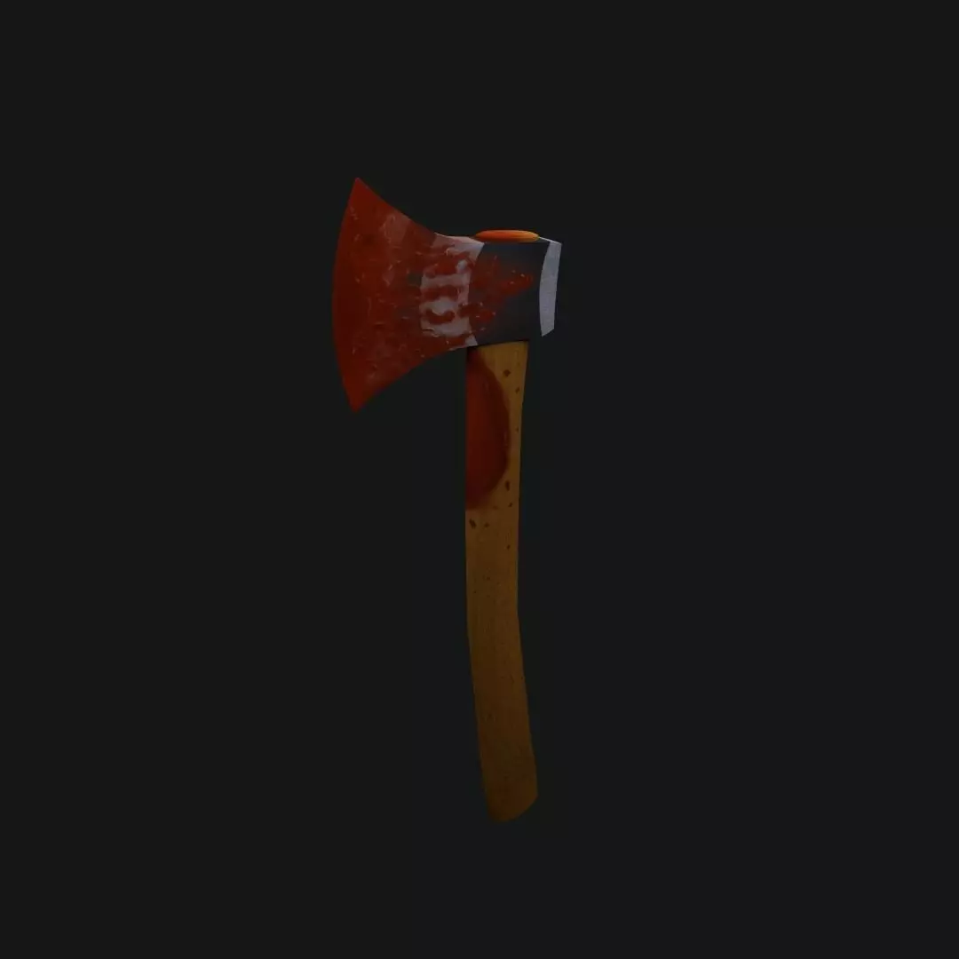 Low Poly Bloody Axe Low-poly 3D model_0