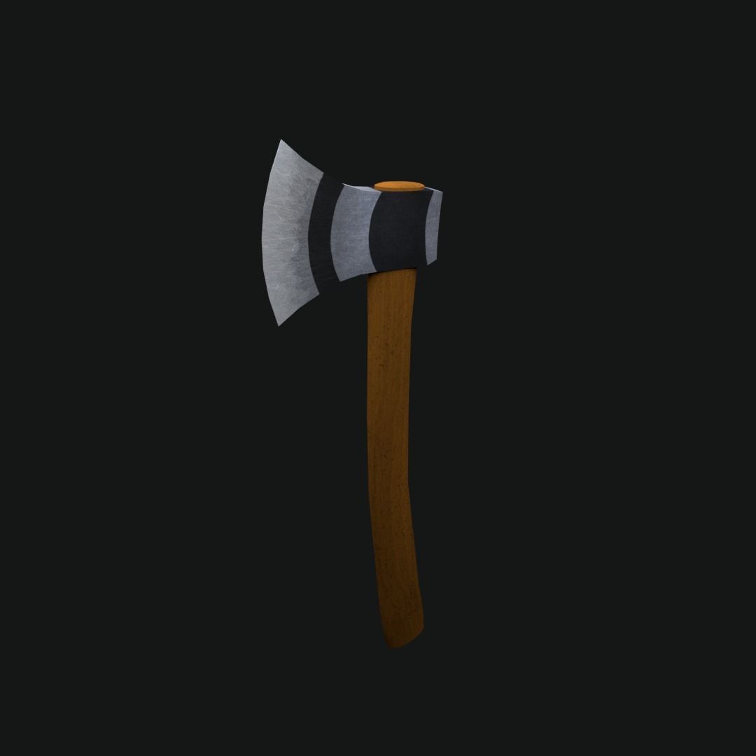 Low Poly Bloody Axe Low-poly 3D model_1