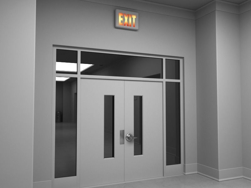 Hallway With Elevators White 3D model_5