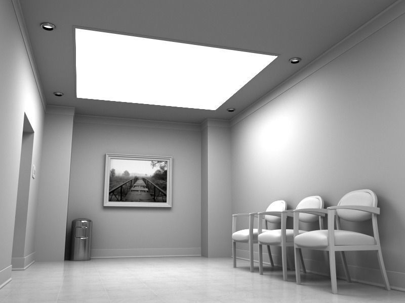 Hallway With Elevators White 3D model_1