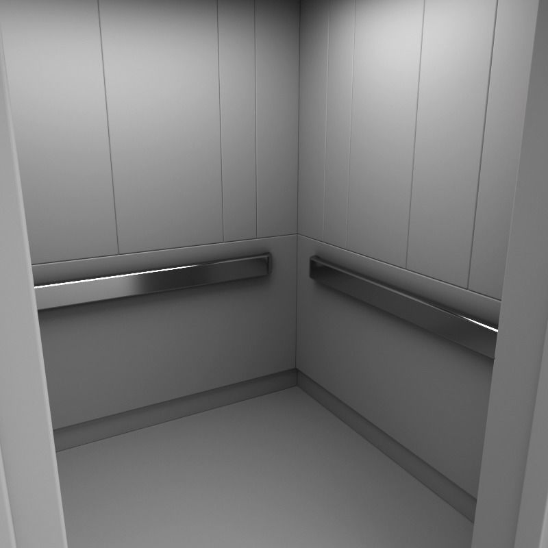 Hallway With Elevators White 3D model_19