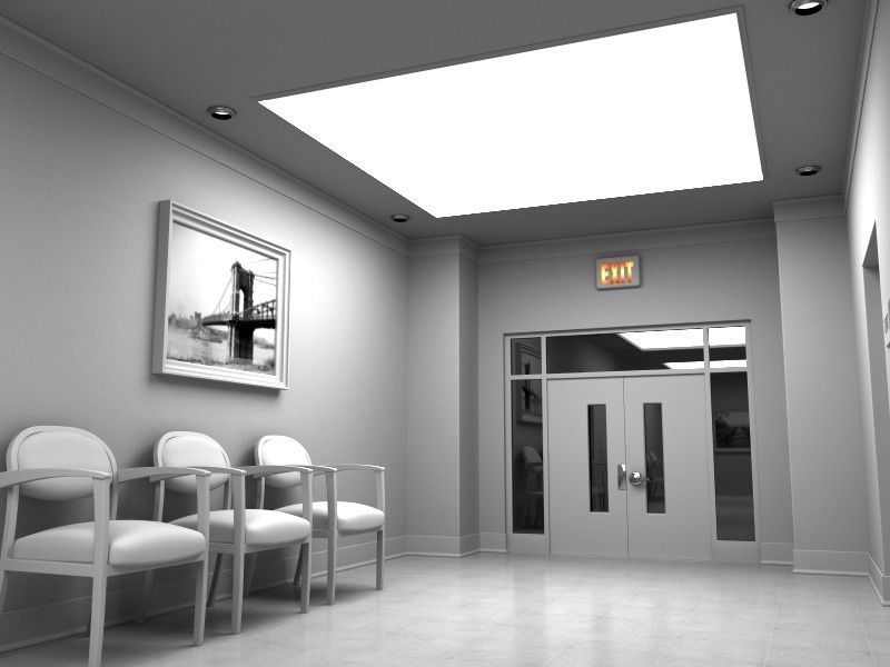 Hallway With Elevators White 3D model_6