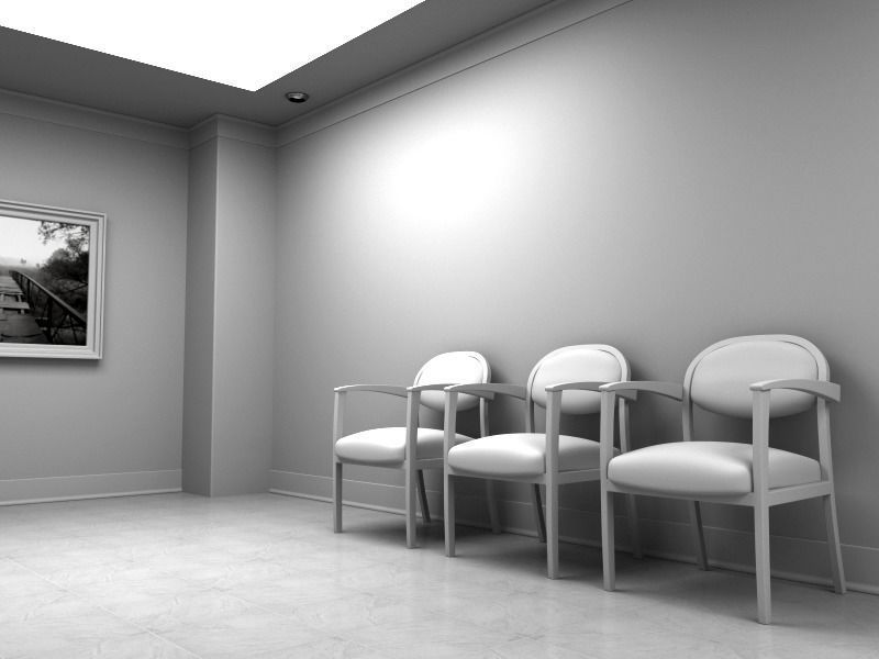 Hallway With Elevators White 3D model_7