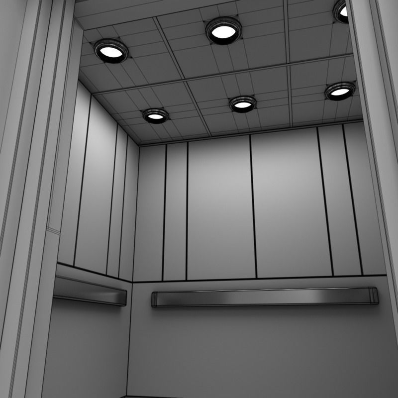 Hallway With Elevators White 3D model_25