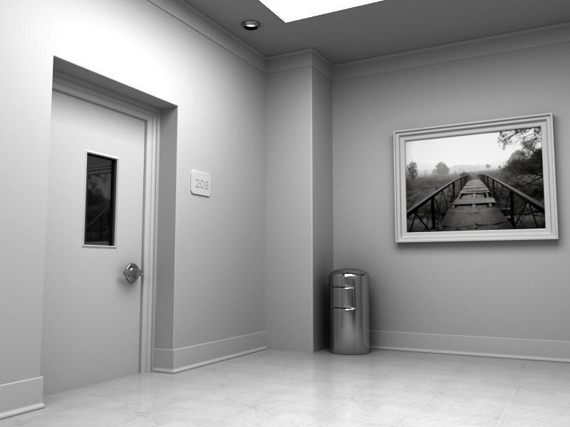 Hallway With Elevators White 3D model_8