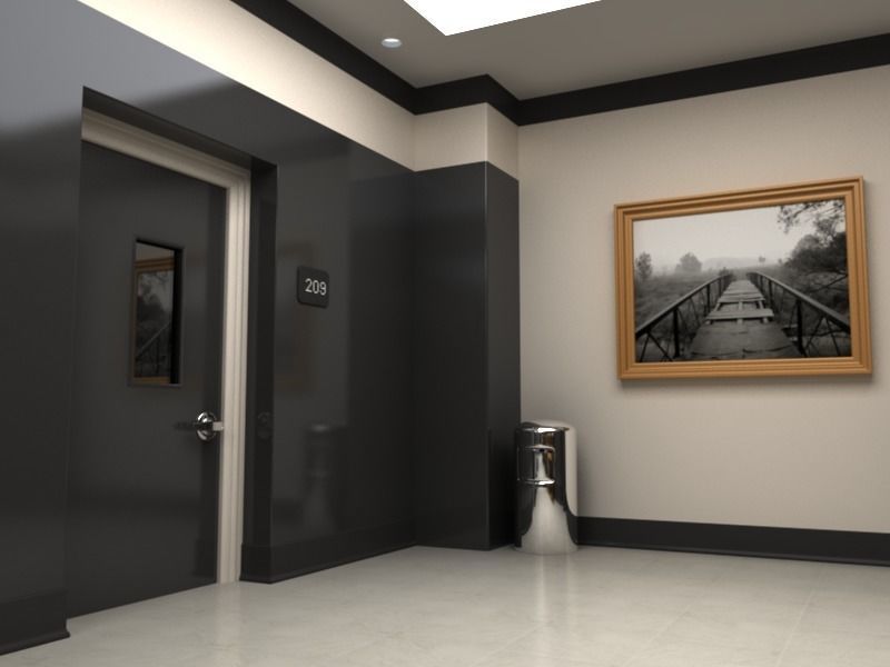 Hallway With Elevators 3D model_8