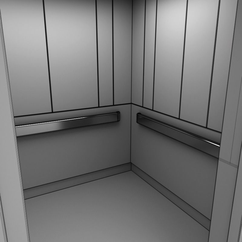 Hallway With Elevators 3D model_16