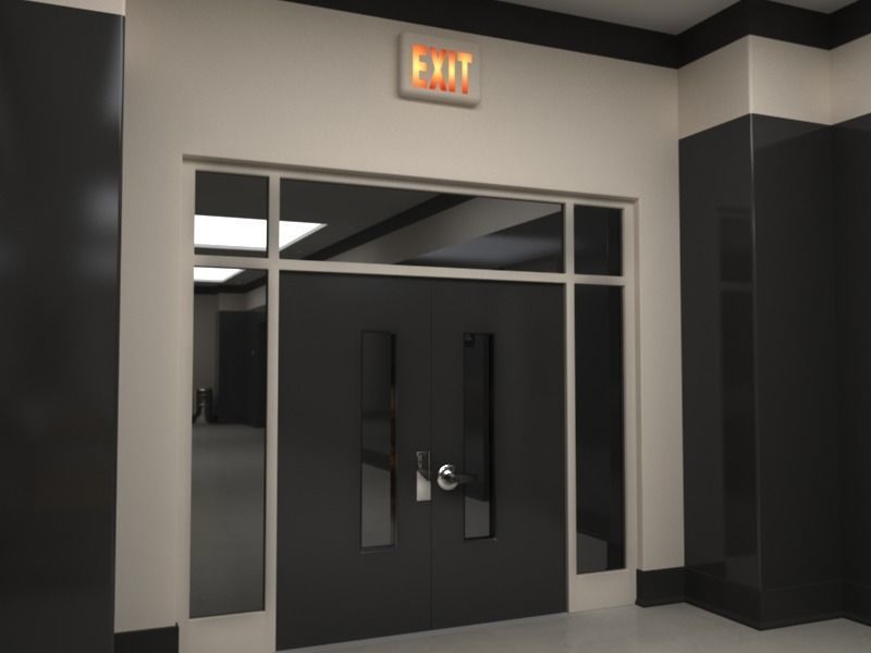 Hallway With Elevators 3D model_5